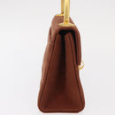 GIVENCHY Hand Bag Suede Brown Gold Auth 159158-5