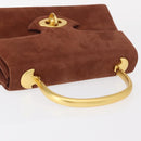 GIVENCHY Hand Bag Suede Brown Gold Auth 159158-6
