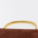 GIVENCHY Hand Bag Suede Brown Gold Auth 159158-8