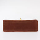 GIVENCHY Hand Bag Suede Brown Gold Auth 159158-9