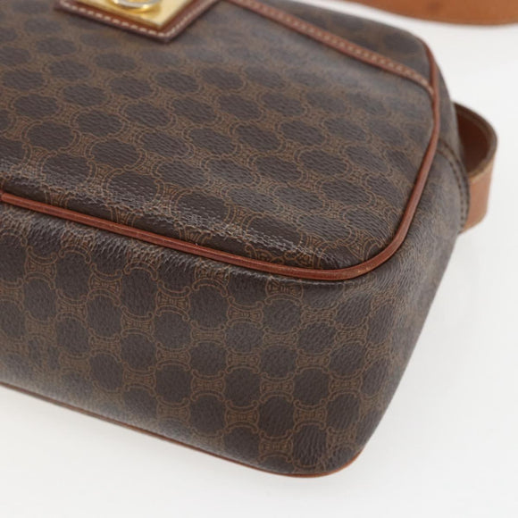 CELINE Macadam Canvas Shoulder Bag PVC Leather Brown Gold Auth 159160