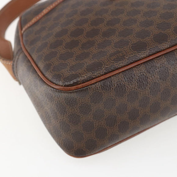 CELINE Macadam Canvas Shoulder Bag PVC Leather Brown Gold Auth 159160