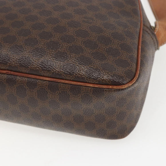 CELINE Macadam Canvas Shoulder Bag PVC Leather Brown Gold Auth 159160