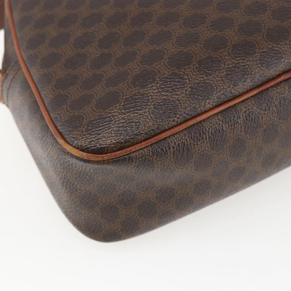 CELINE Macadam Canvas Shoulder Bag PVC Leather Brown Gold Auth 159160