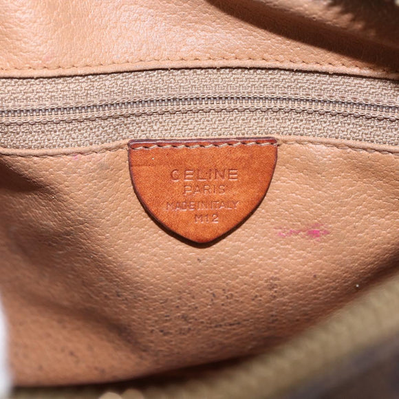 CELINE Macadam Canvas Shoulder Bag PVC Leather Brown Gold Auth 159160