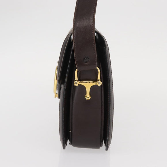 CELINE C Sulky Horse Carriage Shoulder Bag Canvas Beige Gold Auth 159163
