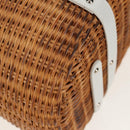 Salvatore Ferragamo Gancini Hand Bag Rattan Beige Silver Auth 159168V-10