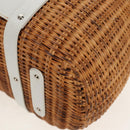 Salvatore Ferragamo Gancini Hand Bag Rattan Beige Silver Auth 159168V-11