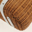 Salvatore Ferragamo Gancini Hand Bag Rattan Beige Silver Auth 159168V-13