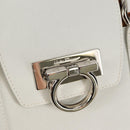 Salvatore Ferragamo Gancini Hand Bag Rattan Beige Silver Auth 159168V-14