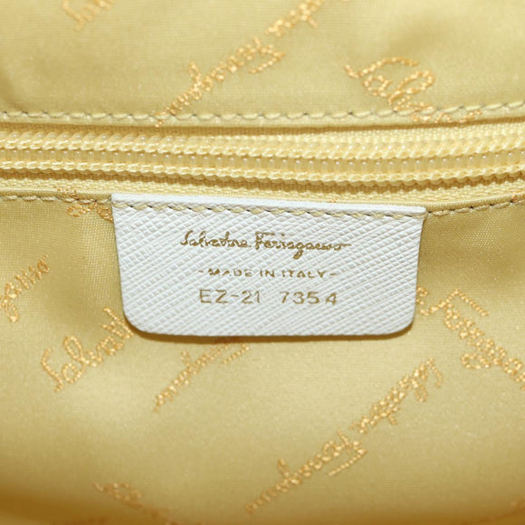 Salvatore Ferragamo Gancini Hand Bag Rattan Beige Silver Auth 159168V