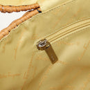 Salvatore Ferragamo Gancini Hand Bag Rattan Beige Silver Auth 159168V-23
