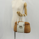 Salvatore Ferragamo Gancini Hand Bag Rattan Beige Silver Auth 159168V-25