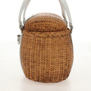 Salvatore Ferragamo Gancini Hand Bag Rattan Beige Silver Auth 159168V-4