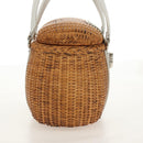 Salvatore Ferragamo Gancini Hand Bag Rattan Beige Silver Auth 159168V-5