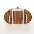 Salvatore Ferragamo Gancini Hand Bag Rattan Beige Silver Auth 159168V-9