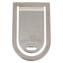 LOUIS VUITTON Pansavie Porto Address Money Clip Metal Silver M64691 Auth 159170M-2