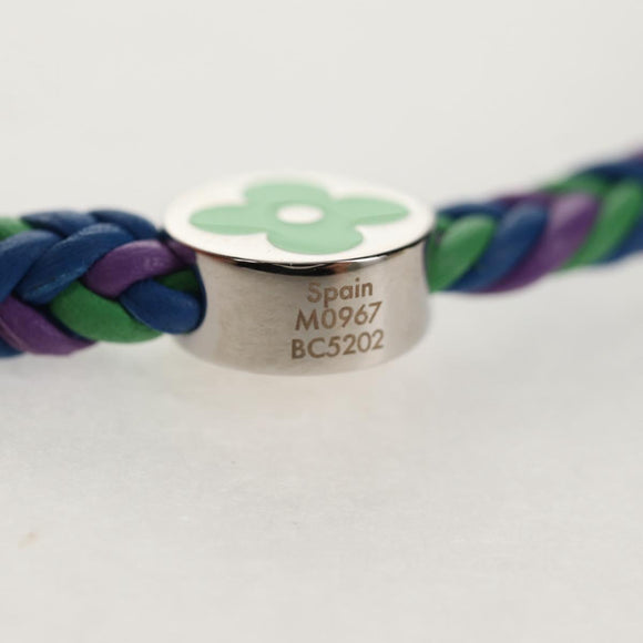 LOUIS VUITTON Brass Friendship Bracelet Leather Blue M0967 LV Auth 159171M