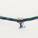 LOUIS VUITTON Brass Friendship Bracelet Leather Blue M0967 LV Auth 159171M-5