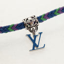 LOUIS VUITTON Brass Friendship Bracelet Leather Blue M0967 LV Auth 159171M-8