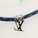LOUIS VUITTON Brass Friendship Bracelet Leather Blue M0967 LV Auth 159171M-9