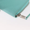 TIFFANY&Co. Coin Purse Leather Turquoise Blue Auth 159173-16
