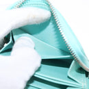 TIFFANY&Co. Coin Purse Leather Turquoise Blue Auth 159173-12