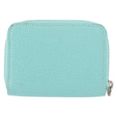 TIFFANY&Co. Coin Purse Leather Turquoise Blue Auth 159173-2