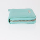 TIFFANY&Co. Coin Purse Leather Turquoise Blue Auth 159173-4