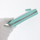 TIFFANY&Co. Coin Purse Leather Turquoise Blue Auth 159173-6