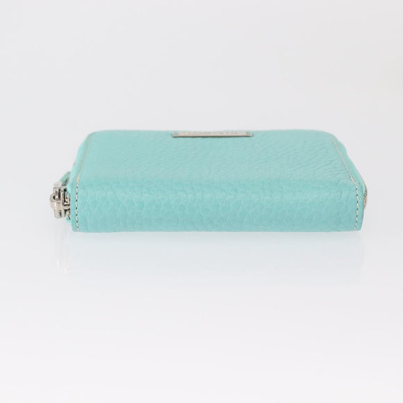 TIFFANY&Co. Coin Purse Leather Turquoise Blue Auth 159173