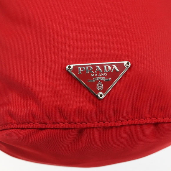 PRADA Pouch Nylon Red Silver Auth 159174