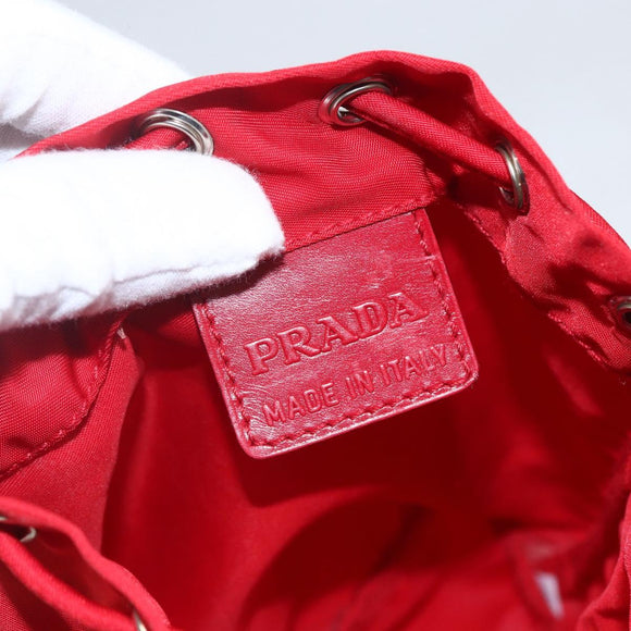 PRADA Pouch Nylon Red Silver Auth 159174