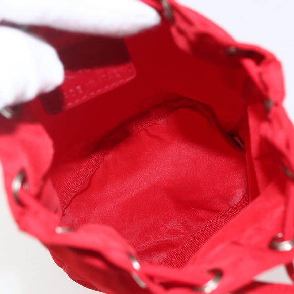 PRADA Pouch Nylon Red Silver Auth 159174
