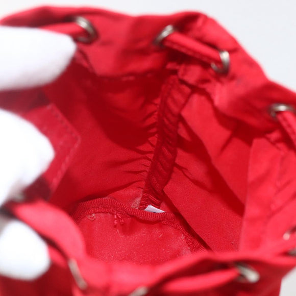 PRADA Pouch Nylon Red Silver Auth 159174