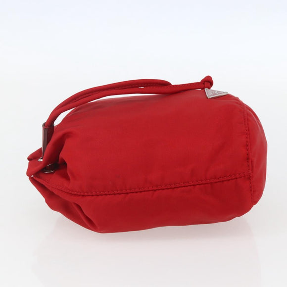 PRADA Pouch Nylon Red Silver Auth 159174