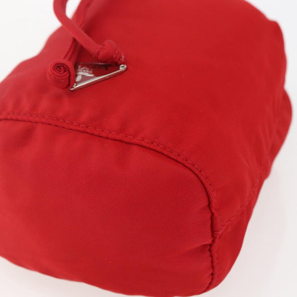 PRADA Pouch Nylon Red Silver Auth 159174