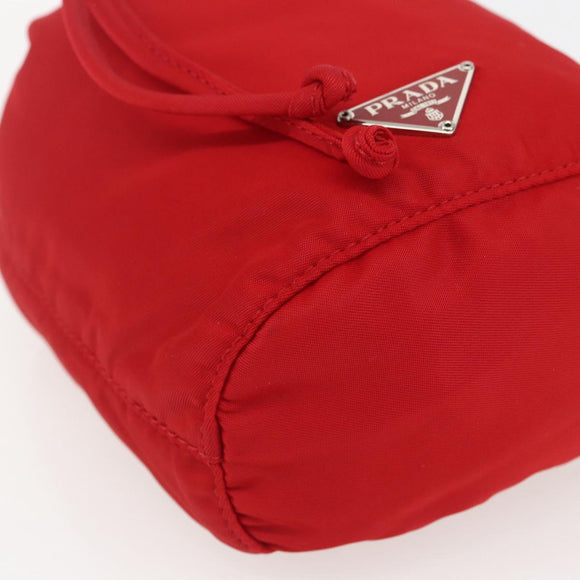 PRADA Pouch Nylon Red Silver Auth 159174