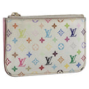 LOUIS VUITTON Multicolor Pochette Cles NM Coin Purse White M93734 LV Auth 159177-1