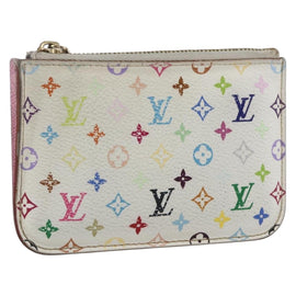 LOUIS VUITTON Multicolor Pochette Cles NM Coin Purse White M93734 LV Auth 159177