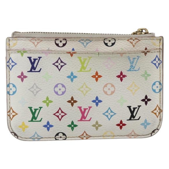 LOUIS VUITTON Multicolor Pochette Cles NM Coin Purse White M93734 LV Auth 159177