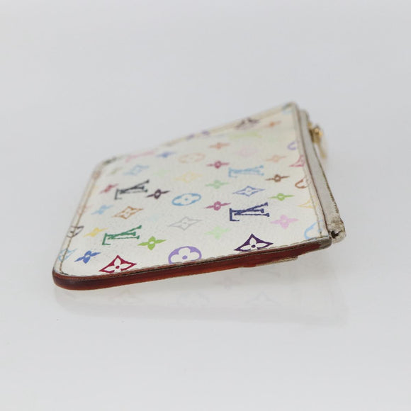 LOUIS VUITTON Multicolor Pochette Cles NM Coin Purse White M93734 LV Auth 159177