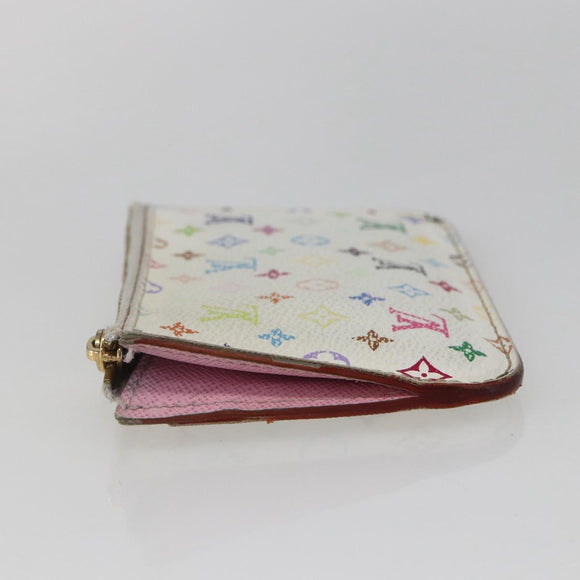 LOUIS VUITTON Multicolor Pochette Cles NM Coin Purse White M93734 LV Auth 159177