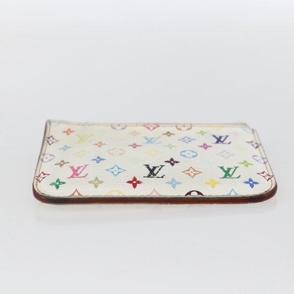 LOUIS VUITTON Multicolor Pochette Cles NM Coin Purse White M93734 LV Auth 159177