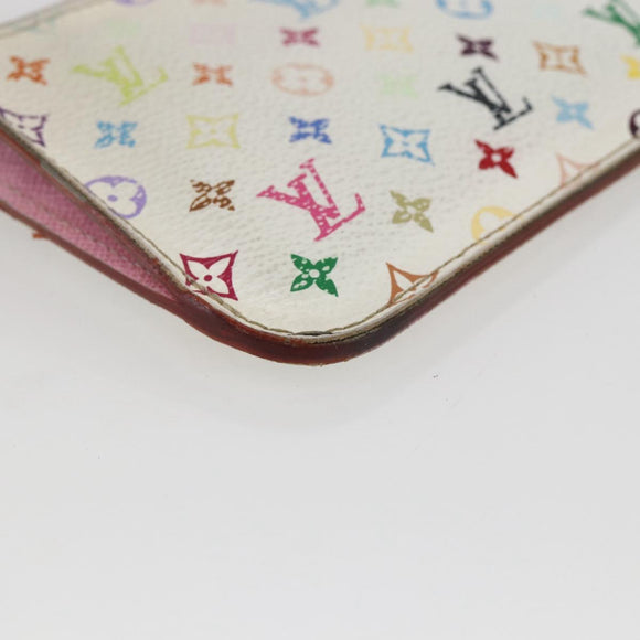 LOUIS VUITTON Multicolor Pochette Cles NM Coin Purse White M93734 LV Auth 159177