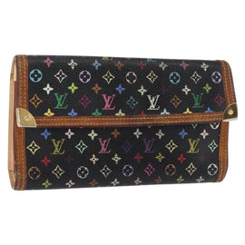 LOUIS VUITTON Monogram Multicolor Porte Tresor Wallet Black M92658 Auth 159178