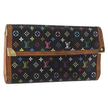 LOUIS VUITTON Monogram Multicolor Porte Tresor Wallet Black M92658 Auth 159178