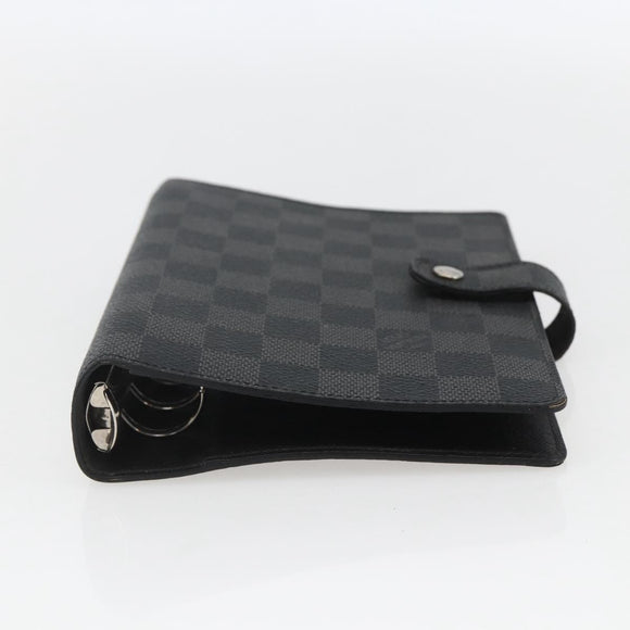 LOUIS VUITTON Damier Graphite Agenda MM Day Planner Cover R20242 LV Auth 159182
