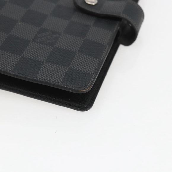LOUIS VUITTON Damier Graphite Agenda MM Day Planner Cover R20242 LV Auth 159182