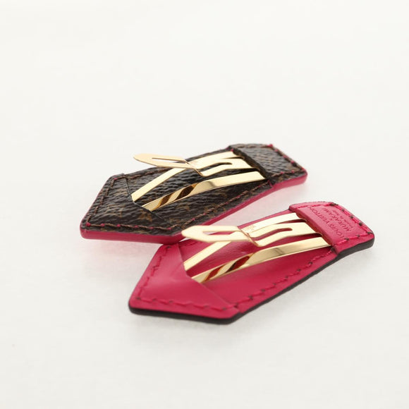 LOUIS VUITTON Set of 2 LV Backstage Mini Barrettes Rose M02377 LV Auth 159185M
